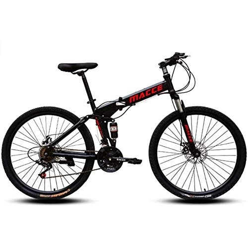 Folding Bike : YANGSANJIN Folding Mountain Bike Double Disc Brakes 21 Speed Bicycle Easy To Carry Suitable for Students, Young People, Cyclists 24Inch