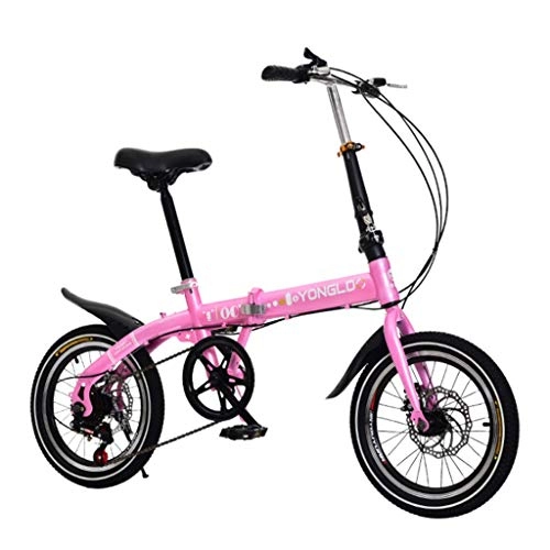 Folding Bike : YANXIH 16" Lightweight Alloy Folding City Bike Bicycle, 6 Speed，Dual Disc Brakes (Color : T4)