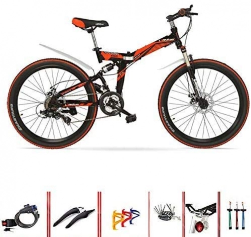 Folding Bike : YAOJIA Bycicles adult bike Folding Mountain Bike Variable Speed For Unisex 24 / 26in, Dual Suspension Universal Shock-Absorbing Off-Road Folding City Road Bicycle trek road bike
