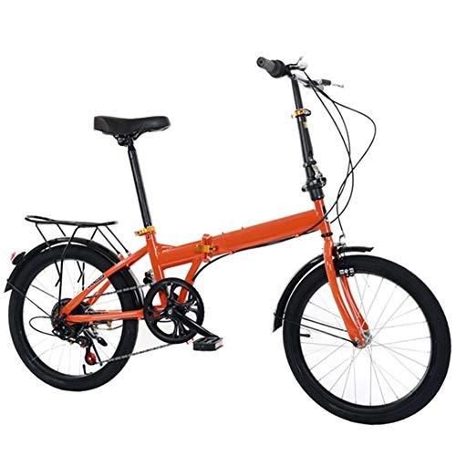 Folding Bike : YARUMD FOOD 20 Inch Mountain Bike, High Carbon Steel Folding Outroad Bicycles, Double Disc Brake Bicycles, Foldable Frame, for Adult Mountain Bike, Orange