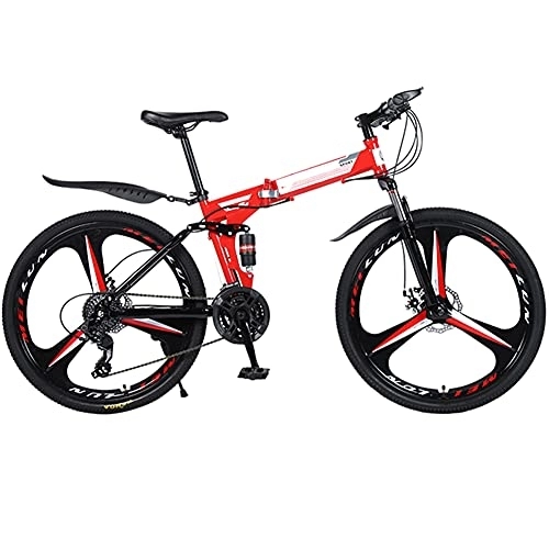 Folding Bike : YARUMD FOOD Balance BikesMountain Bikes Unisex, 26-Inch Wheels Steel Frame Folding Bikes 24 Speed Shifting Dual Disc Brake Road Bicycle, Red