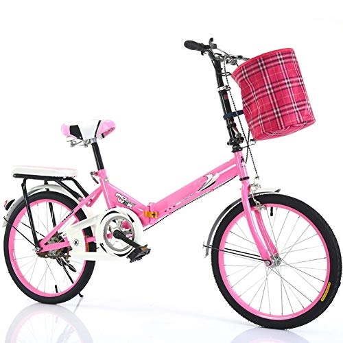 Folding Bike : YBZX 16 Inches / 20 Inches Adults Folding Bikes with Basket and Frame Mini Portable Bikes for Kids Foldable Bicycle Unisex Adjustable Seat and Handlebar