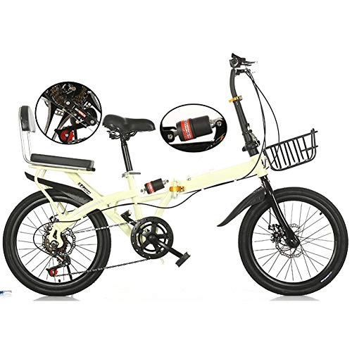 Folding Bike : YBZX 16Inches / 20 Inches Variable Speed Folding Bicycle for Women Adult Mini Portable Work Folding Bike for Student Kids Men Road Bike with Basket and Frame Free Installation