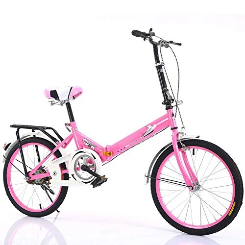 Folding Bike : YBZX 16Inches / 20 Inches Women Folding Bike Lightweight Foldable Bicycle Mini Portable Road Bikes Adjustable for Student Kids Worker
