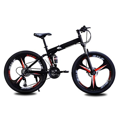 Folding Bike : YBZX 24 Inches Variable Speed Folding Bikes for Adult Foldable Mountain Bike 3 Cutter Wheels Road Bikes for Men and Women