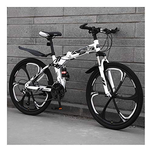 Folding Bike : YCHBOS 24 / 26 Inch Adult Full Suspension Mountain Bike, 27-speed Variable Speed Folding Bicycle for Men, Double Layer Aluminum Alloy Wheels, with Disc BrakesA-26 inch