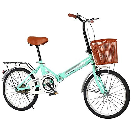 Folding Bike : YDBET 20 Inch Folding Bicycle for Adult Women Children Ultra Light Aluminum Alloy Mini Portable Bike for Traveling in The Wild City, Green