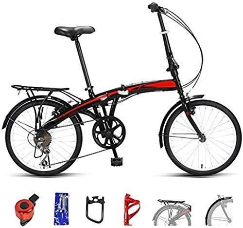 Folding Bike : YDHBD 20" Folding Bicycle Mountain Bike 7-Speed Full Suspension Bicycle with Double Disc Brake, Off-Road Variable Speed Bikes for Men And Women, A