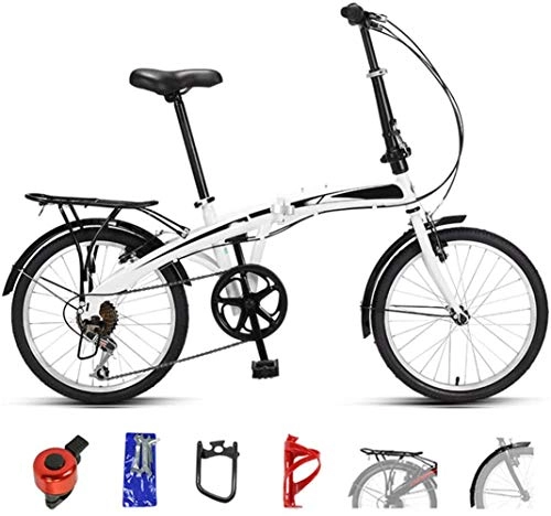 Folding Bike : YDHBD 20" Folding Mountain Bike, 7-Speed Full Suspension Bicycle with Double Disc Brake, Off-Road Variable Speed Bikes for Men And Women, C