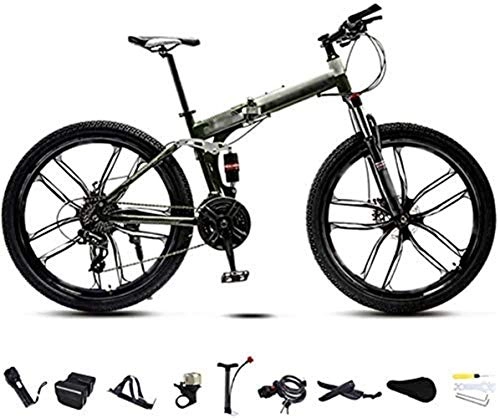 Folding Bike : YDHBD 26'' MTB Bicycle, Foldable Bike with Double Disc Brake, Unisex 30-Speed Folding Commuter Bike, Off-Road Variable Speed Bikes for Men And Women, B