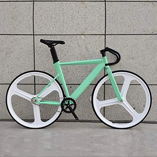 Folding Bike : YDZ Fixed Gear Bike Muscular Aluminum Alloy Frame Track Bicycle With Double 3 Spoke Wheel V Brake Accessories, Green, 56cm(>180cm)