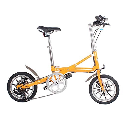 Folding Bike : YDZ folding bicycle aluminum alloy 7-speed lightweight bike Can be pushed away after folding bicycle, Orange 7 speed