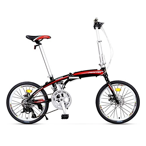 Folding Bike : YEARLY Adults folding bicycles, Foldable bikes Lightweight Portable Men and women 16 speed Foldable bicycle-black 20inch