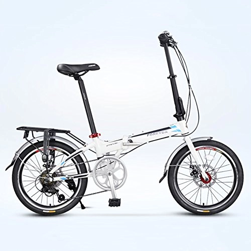 Folding Bike : YEARLY Adults folding bicycles, Foldable bikes Ultra light Portable 7 speed Shimano Aluminum alloy City riding Foldable bicycle-White 20inch
