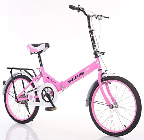Folding Bike : YEARLY Adults folding bicycles, Student folding bicycles Light portable Children's Men's Ladies Foldable bikes-pink 20inch