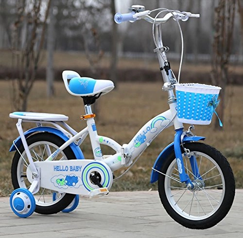 Folding Bike : YEARLY Children's foldable bikes, Student folding bicycles Baby's bicycle Stroller Ultra-light Portable Foldable bikes For 5-9 years old-Blue 18inch