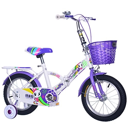 Folding Bike : YEARLY Children's foldable bikes, Student folding bicycles Lightweight Foldable bikes For 3-4 years old-purple 14inch