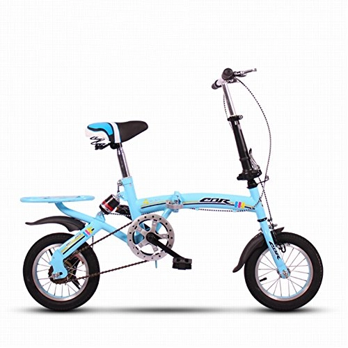 Folding Bike : YEARLY Children's foldable bikes, Student folding bicycles Lightweight Mini Small portable Shock-absorbing Male and female Foldable bikes-Blue 12inch