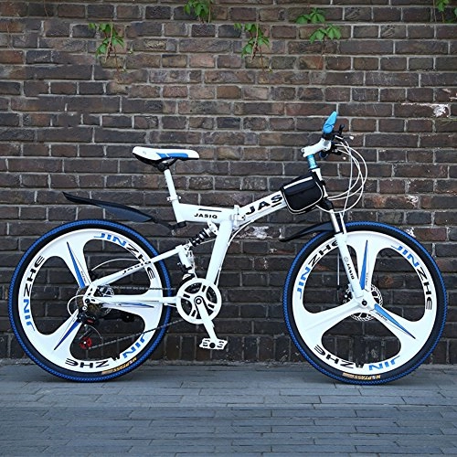 Folding Bike : YEARLY Mountain folding bikes, Adults folding bicycles 21 speed Student gift Foldable bikes-White 26inch