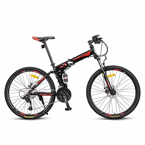 Folding Bike : YEARLY Mountain folding bikes, Adults folding bicycles Speed Male Off-road Double shock Foldable bikes-red 26inch