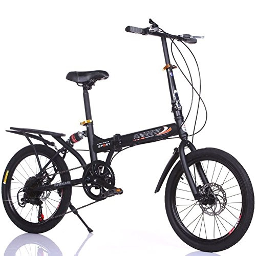 Folding Bike : YEARLY Student folding bicycles, Children's foldable bikes Variable 6 speed Shimano Male and female Mountain Gift Adults folding bicycles Foldable bicycle-black 20inch