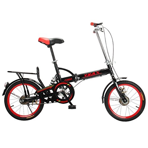 Folding Bike : YEARLY Student folding bicycles, Foldable bikes Men's and women's Lightweight Children's School Foldable bicycle-black 16inch