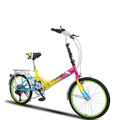 Folding Bike : YEARLY Student folding bicycles, Foldable bikes Women's cycling Ultra-light Portable Mini variable speed Male Foldable bicycle-ColorfulB 20inch