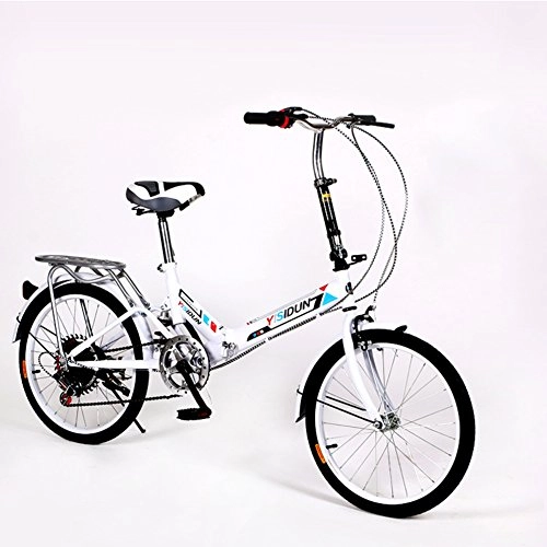 Folding Bike : YEARLY Women foldable bikes, Adults folding bicycles Ladies bicycles 6 speed Shimano Men and women Style Student car Foldable bikes-White 20inch