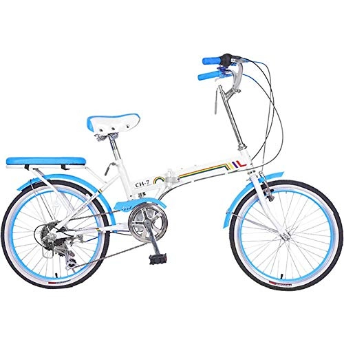 Folding Bike : YEDENGPAO Mini Bike, Lightweight Foldable Compact Bike, Foldable Bike Aluminum 16 Inch Bike for Adults 6 Speed Bike, Blue
