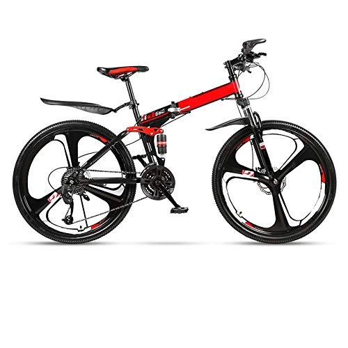 Folding Bike : yfkjh Folding Mountain Bike, Bicycle Adult One Wheel Double Shock Absorber Racing Off Road Variable Speed Bicycle 24 Inches 24inch 24 speed
