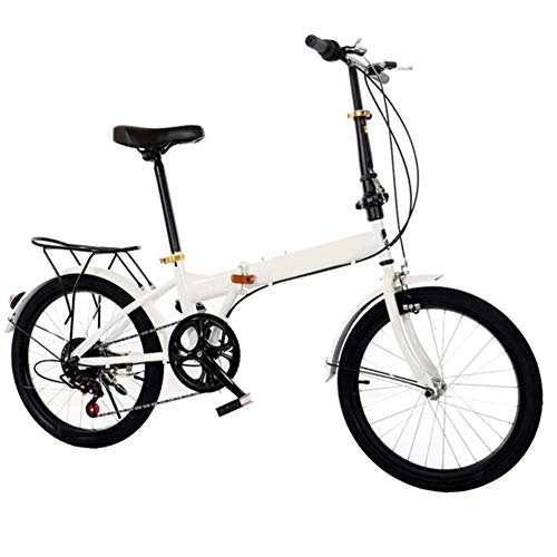 Folding Bike : YGTMV 20 Inch Mountain Bike, High Carbon Steel Folding Outroad Bicycles, Double Disc Brake Bicycles, Foldable Frame, for Adult Mountain Bike, White