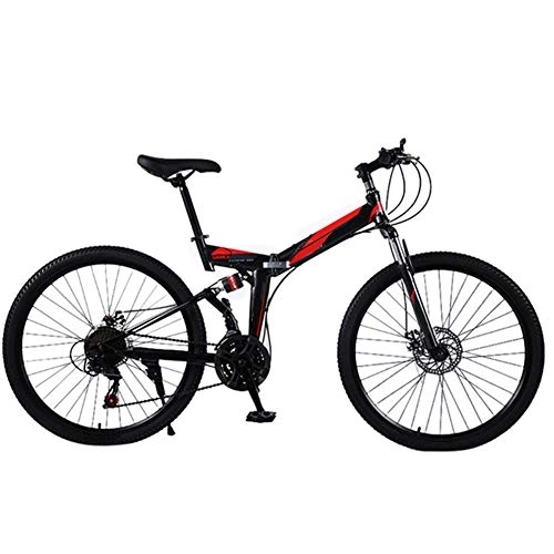 Folding Bike : YGTMV Adult Mountain Bike, 26 Inch Wheels High Carbon Steel Folding Outroad Bicycles, 21 / 24 / 27 / 30 Speed Bicycle Full Suspension MTB ​​Gears Dual Disc Brakes Mountain Bicycle, C, 21 speed