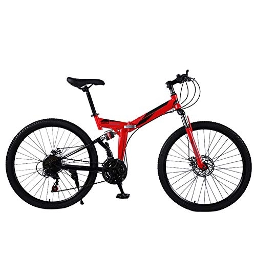Folding Bike : YGTMV Adult Mountain Bike, 26 Inch Wheels High Carbon Steel Folding Outroad Bicycles, 21 / 24 / 27 / 30 Speed Bicycle Full Suspension MTB ​​Gears Dual Disc Brakes Mountain Bicycle, D, 24 speed