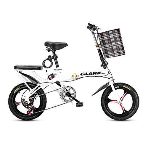 Folding Bike : YHNMK 16 Inch Folding Bicycle, Shock-absorbing Variable 6 Speed Folding City Bicycle Bike, Small Portable Bicycle, Male and Female Foldable Bikes