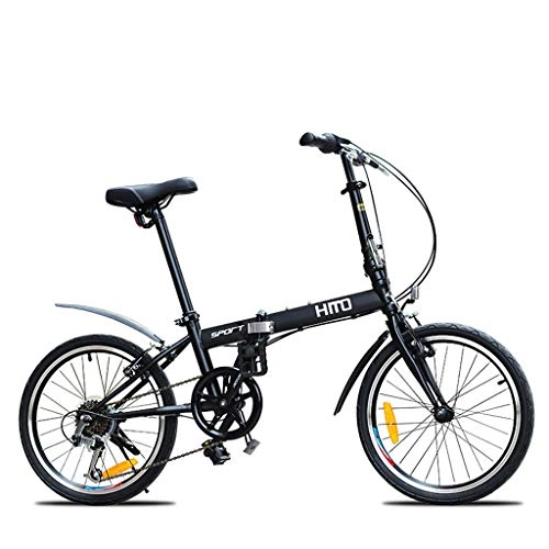 Folding Bike : YHNMK 20 Inch 6 Speed Folding Bike, Folding City Bicycle Bike High Carbon Steel Frame, Adult Student Road Mountain Bike