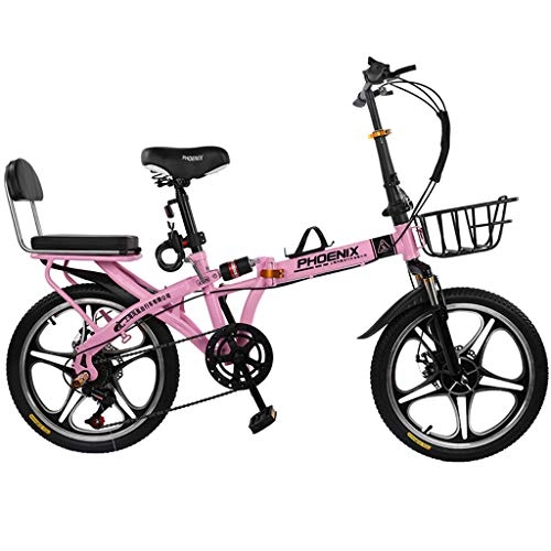 Folding Bike : YHNMK Folding Bike 20 Inch 7 Speed, MTB 6 Speed Dual Suspension Bicycle Small Portable Bicycle Dual Disc Brake, Folding Bicycle Adult Student Outdoors