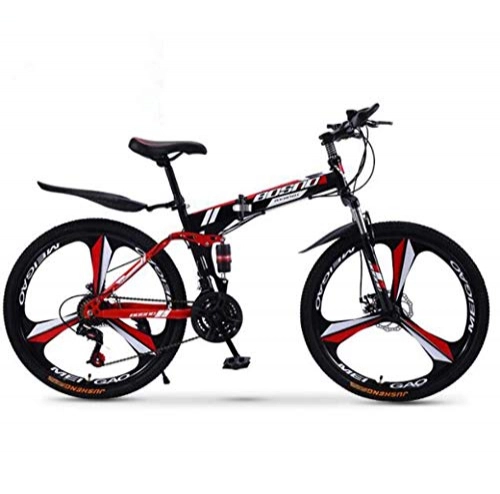 Folding Bike : YHtech Outdoor sports Mountain Bike Folding Bikes, 21Speed Double Disc Brake Full Suspension AntiSlip, OffRoad Variable Speed Racing Bikes for Men And Women (Color : A1, Size : 26 inch)