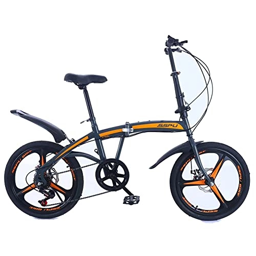 Folding Bike : YHX 20 Inch Folding Bike with 7-Speed, Adjustable Stem, Light Weight Aluminum Frame, Roadmountain Bike City Variable Speed Foldable Bicycle, Gray