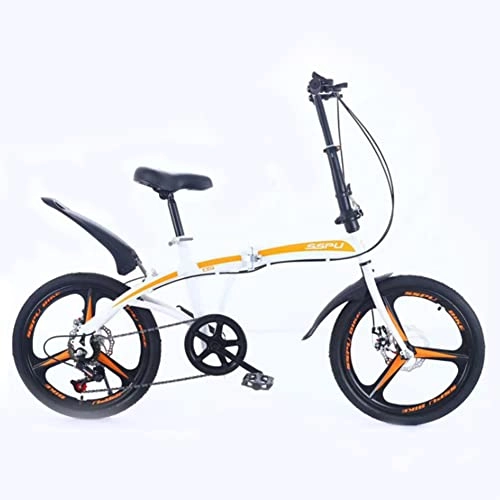 Folding Bike : YHX 20 Inch Folding Bike with 7-Speed, Adjustable Stem, Light Weight Aluminum Frame, Roadmountain Bike City Variable Speed Foldable Bicycle, White