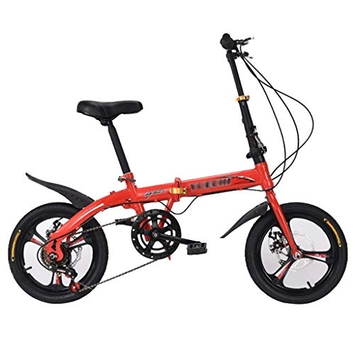 Folding Bike : YICOL Mini Folding City Bike Bicycle, 6-Speed, Steel Frame, Anti-Slip Tire (White / Black / Red, Cyclists Height: 130-160cm)