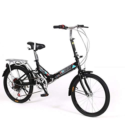 Folding Bike : YIONGA CAIJINJIN Bike 20-inch Folding bike 6-speed Cycling Commuter Foldable bicycle Women's adult student Car bike Lightweight aluminum frame Shock absorption-D 110x160cm(43x63inch) Outdoor sports