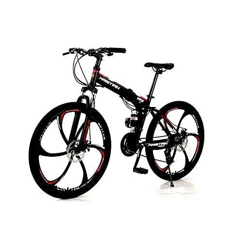 Folding Bike : YISHENG Adult Folding Bike, 25-inch Big Tires, 21-speed City Folding Bike, General Touring