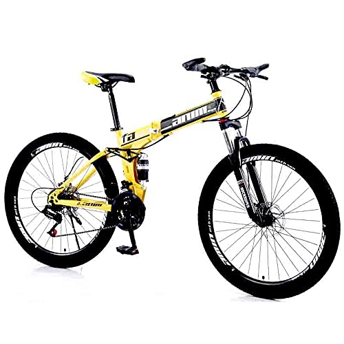 Folding Bike : YISHENG Foldable Station Wagon 24 Speed Full Suspension Mountain Bike 15 Inches (about 69 Cm) Large Tire Disc Brake Unisex Style, 173 Cm Body, Easy To Carry