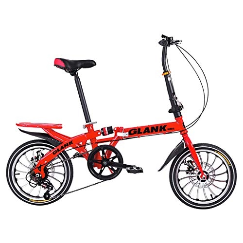 Folding Bike : Yivise Lightweight Mini Folding Bike Small Portable Bicycle Adult Student 20 Inch(Red)