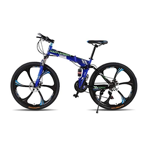 Folding Bike : Yiwu Bicycle Mountain Bike 21 Speed Off-road Male And Female Adult Students One Spokes Wheel Folding Bicycle (Color : Six knife wheel4, Size : 26 * 17(165 175cm))