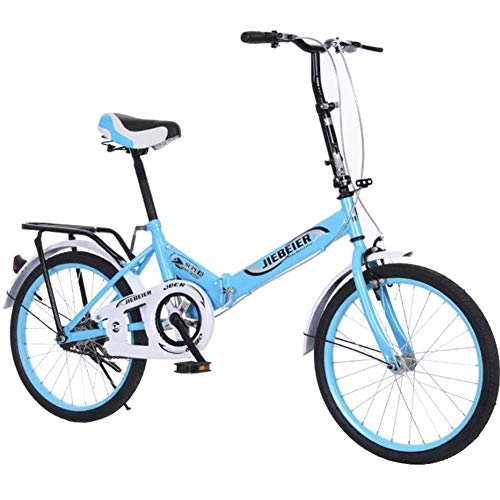 Folding Bike : YOUSR 20 Inch Folding Speed Bike - Variable Speed Shock Disc Brake Bicycle Ladies Car Adult Bicycle Student Car Blue