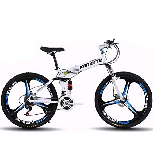 Folding Bike : YOUSR 24 Inch Overall Wheel 27 Speed Unisex Dual Suspension Folding Road Mountain Bikes White