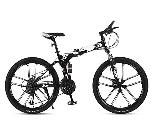 Folding Bike : YOUSR Foldable Mountain Bike, Adult Bicycle, 24 Speed Offroad Variable Speed Race, 26 Inch Damper Disc Brakes B