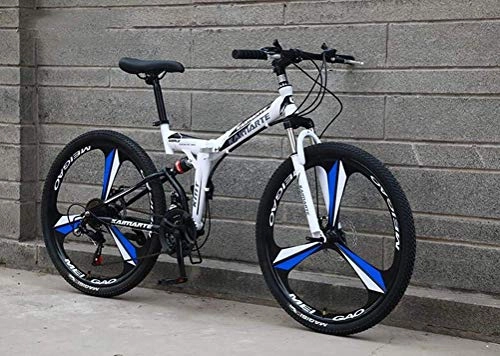 Folding Bike : YOUSR Shock Absorption Shifting Soft Tail Mountain Bike Bicycle 26 Inch 24 Speed Mens MTB White