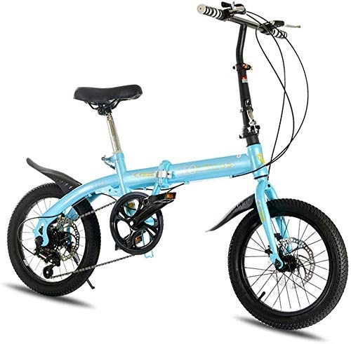 Folding Bike : YOUSR Unisex Folding Bike, Ultralight Folding Bike, Urban Folding Bike, Aluminum Alloy, Adjustable Handlebar and Seat, Disc Brake Blue